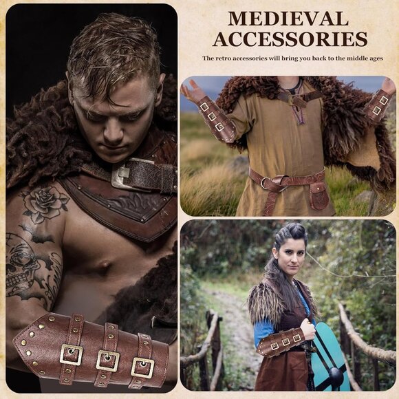 Renaissance Men Women Accessories Set Viking Costume Medieval Gear - Picture 5 of 7